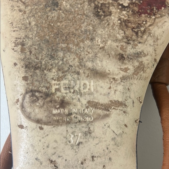 Fendi Brown Sandals with Ankle Strap and Geometric Design - Picture 5 of 6